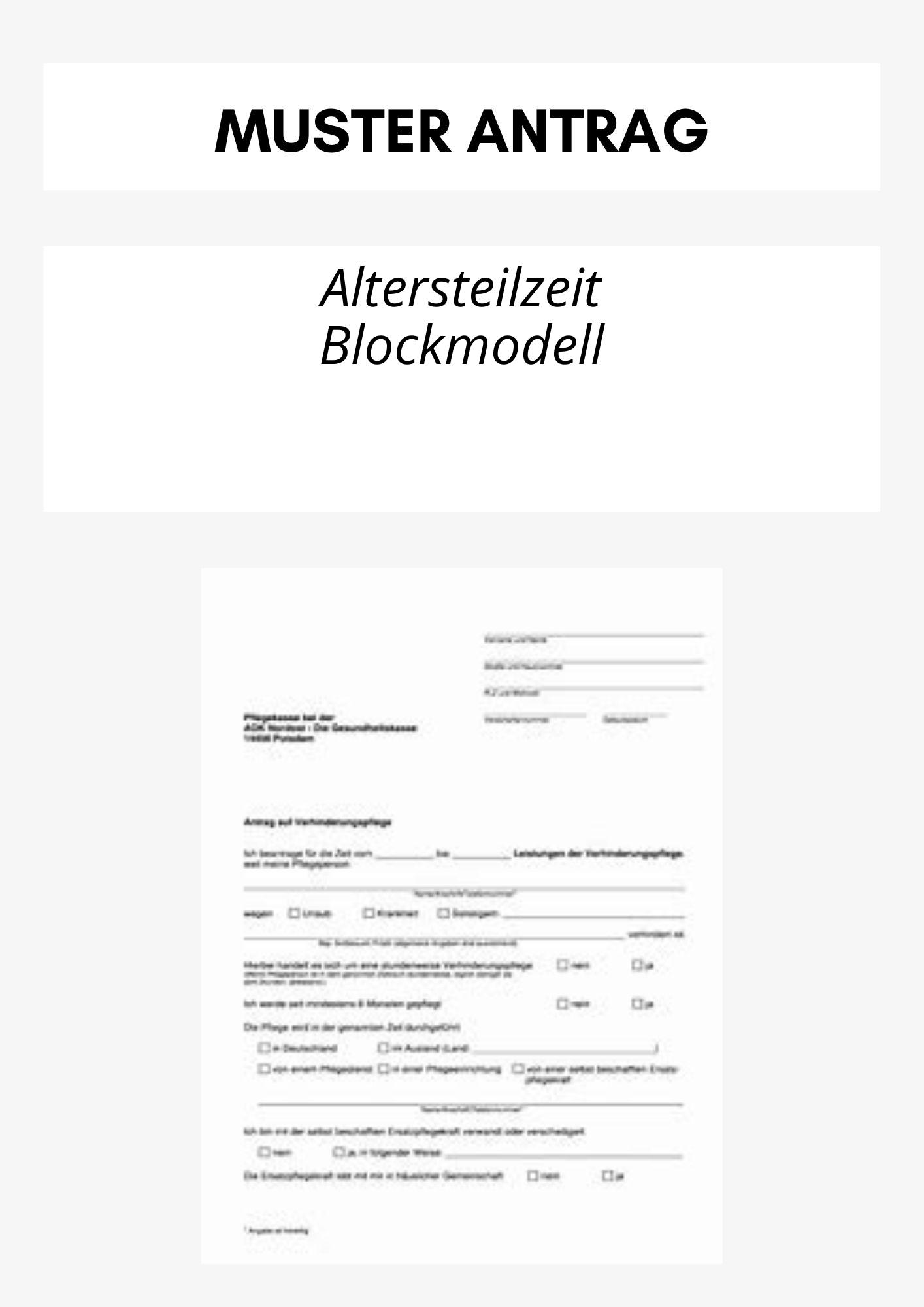 Antrag Altersteilzeit Blockmodell