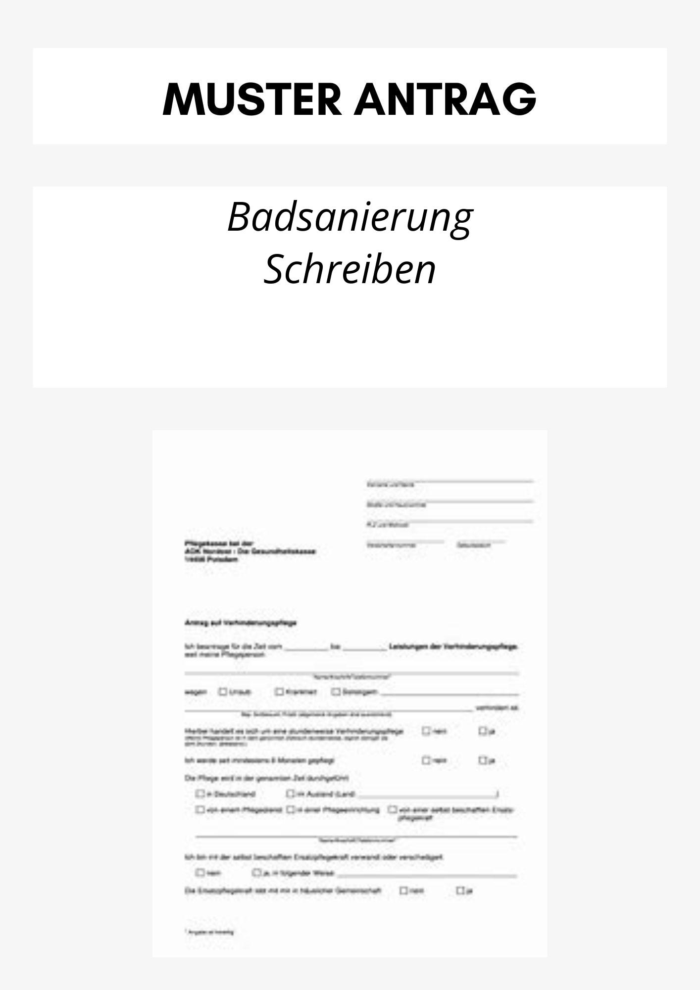 Antrag Auf Badsanierung Schreiben