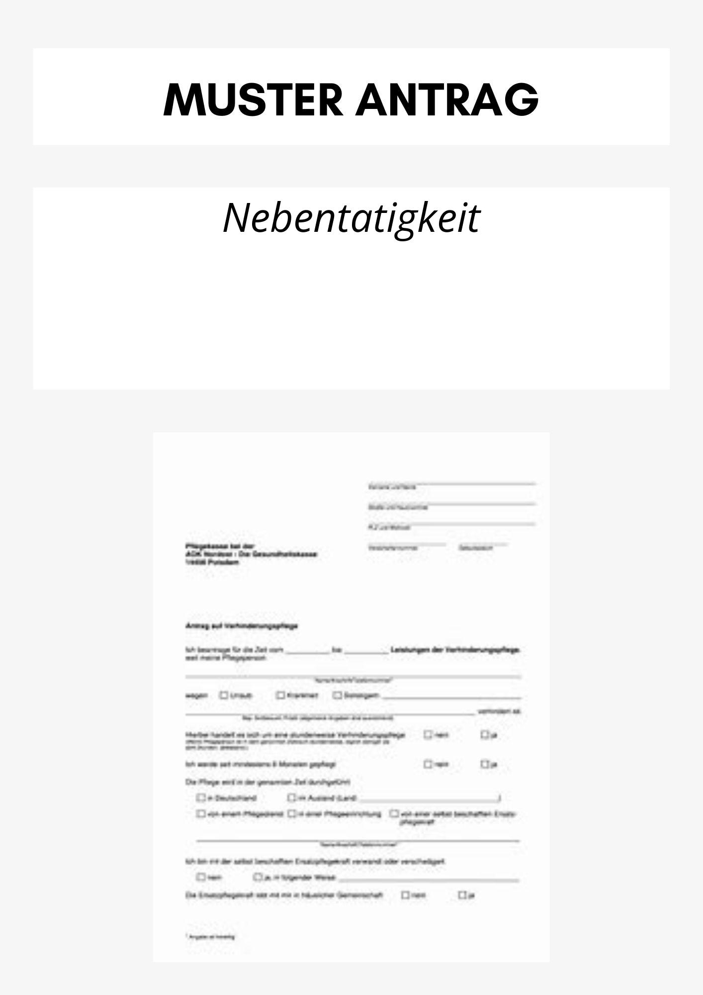 Antrag Auf Nebentätigkeit