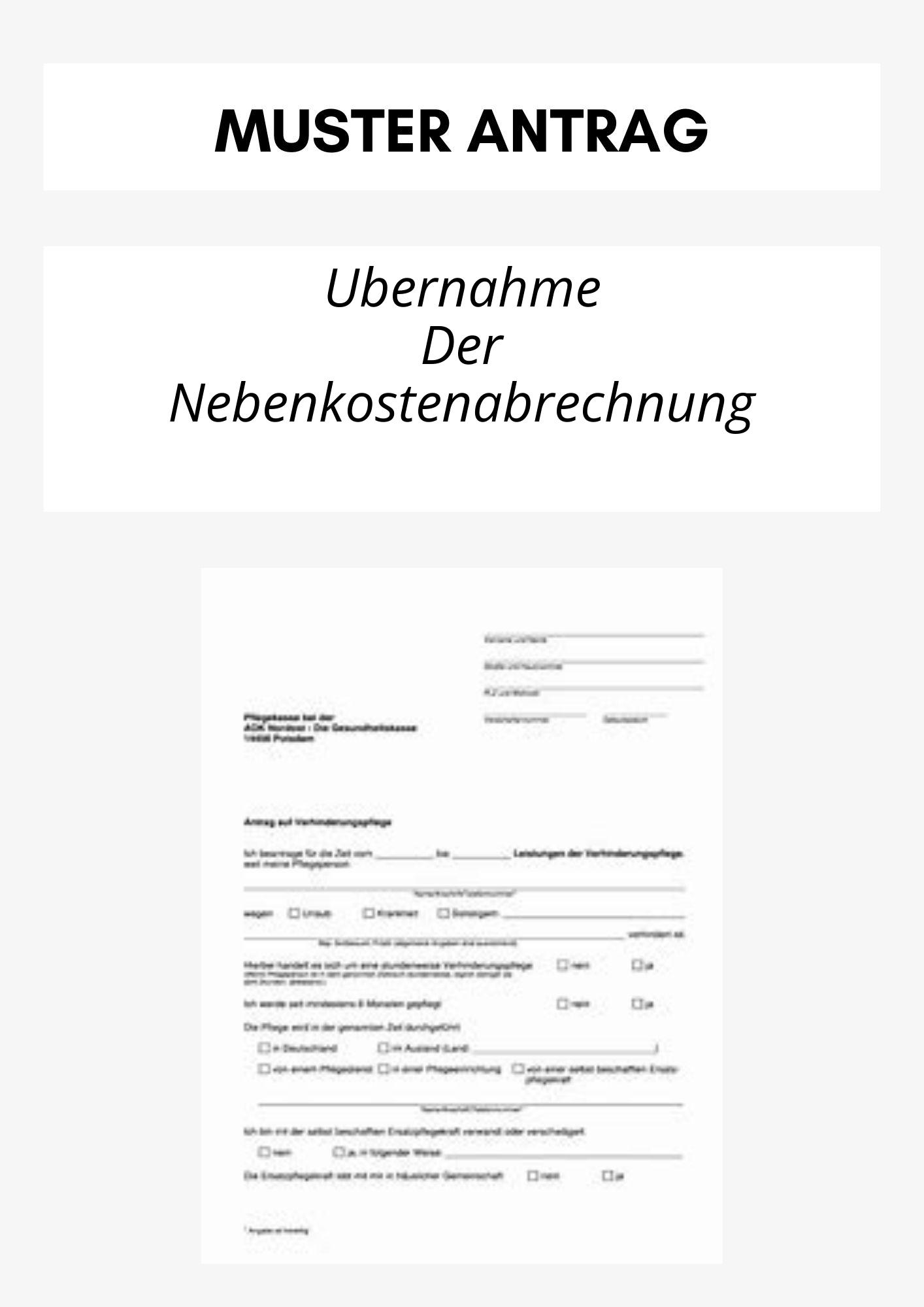 Antrag Auf Übernahme Der Nebenkostenabrechnung
