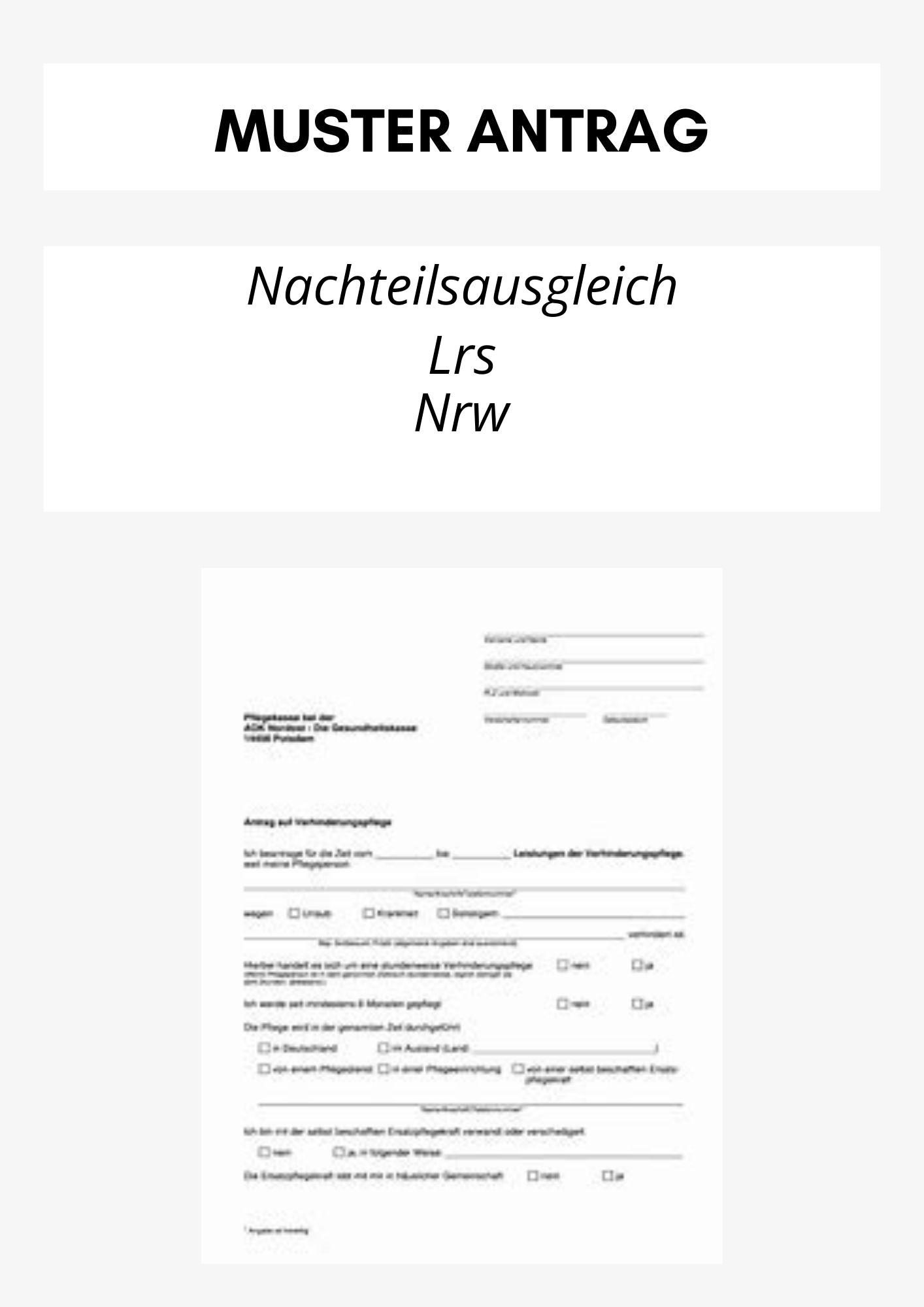 Antrag Nachteilsausgleich Lrs Nrw