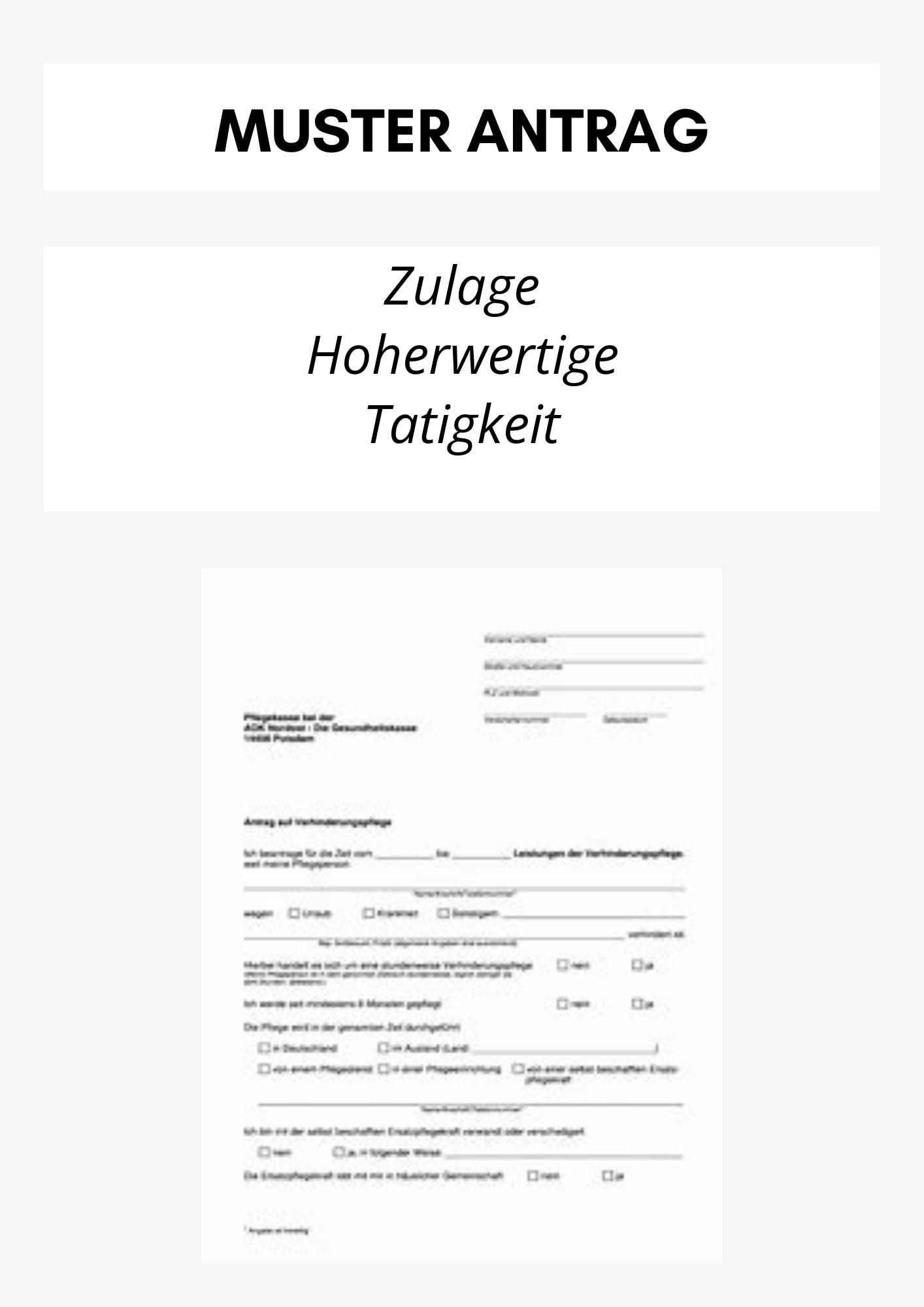 Antrag Zulage Höherwertige Tätigkeit