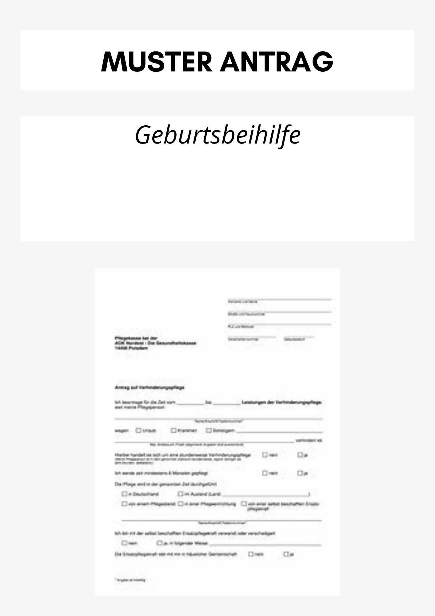 Geburtsbeihilfe Beantragen