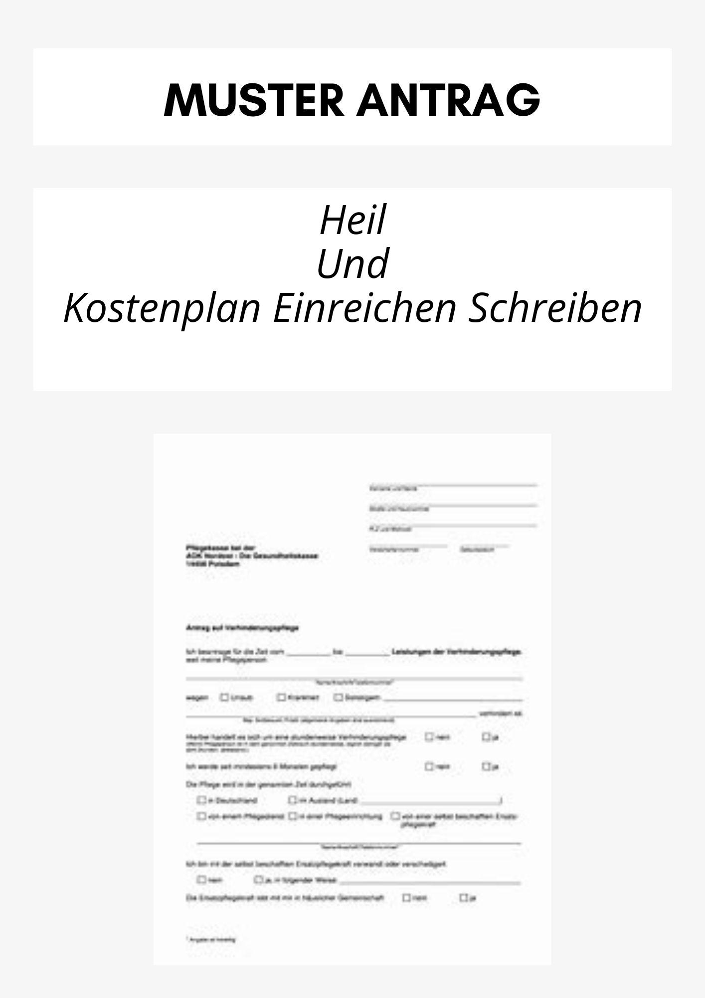 Heil Und Kostenplan Einreichen Schreiben