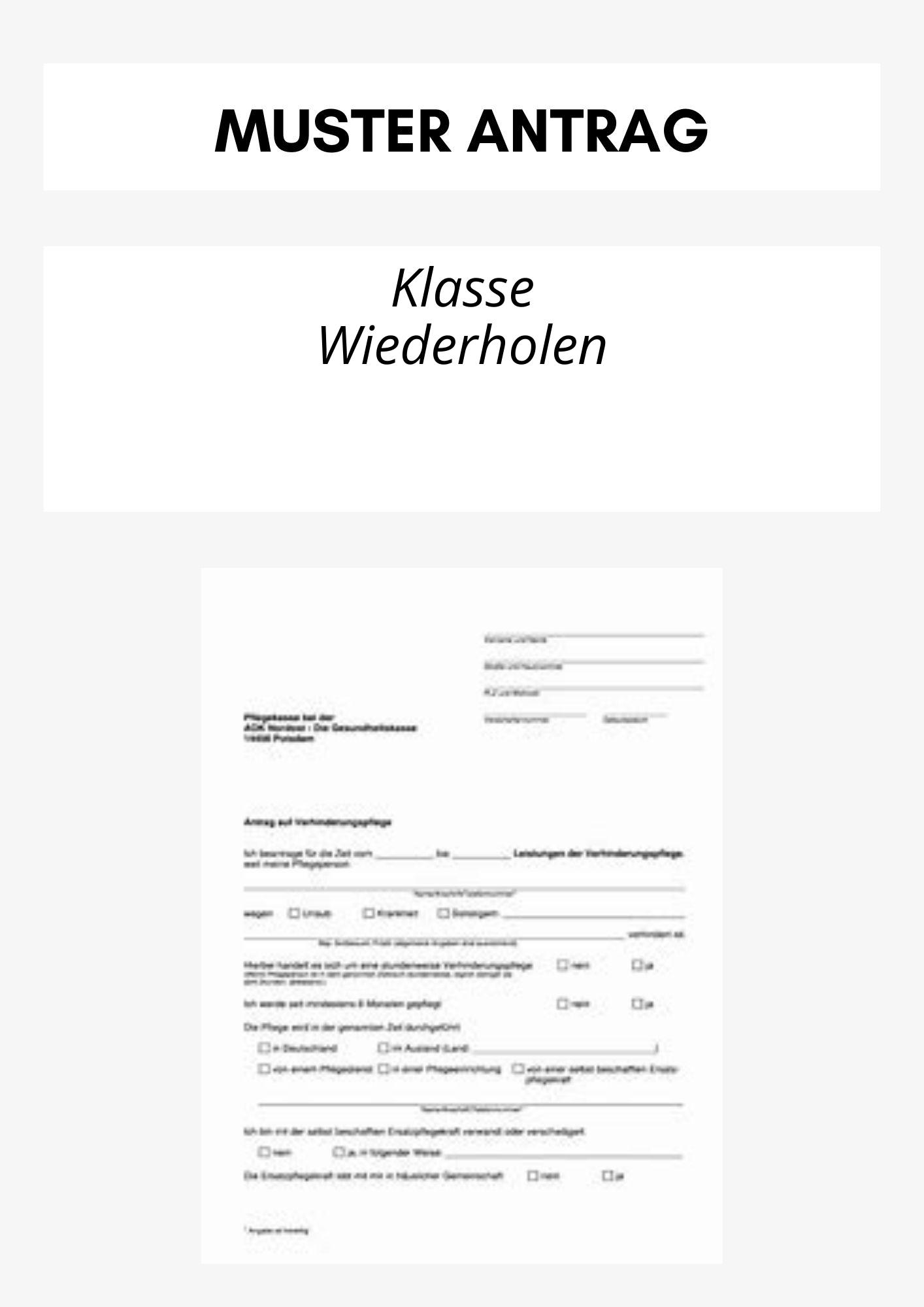 Klasse Wiederholen Antrag