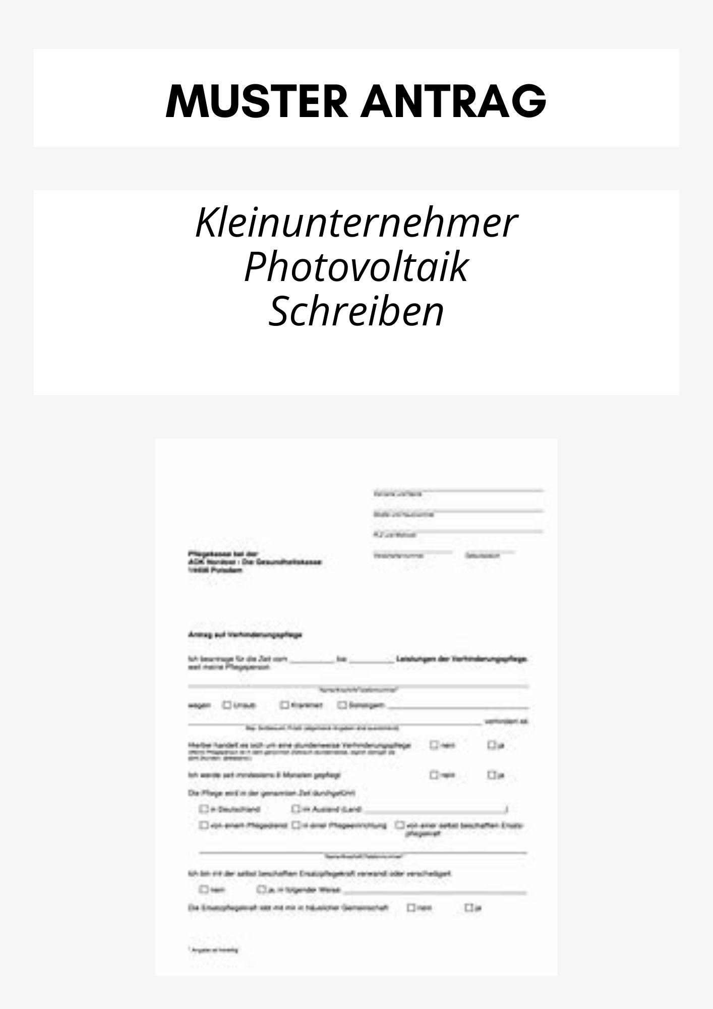 Kleinunternehmer Photovoltaik Schreiben